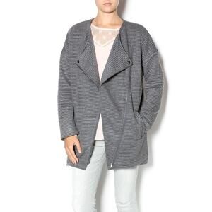 MINKPINK Take Care Biker Zip Jacket Ribbed Gray Women's Size Small